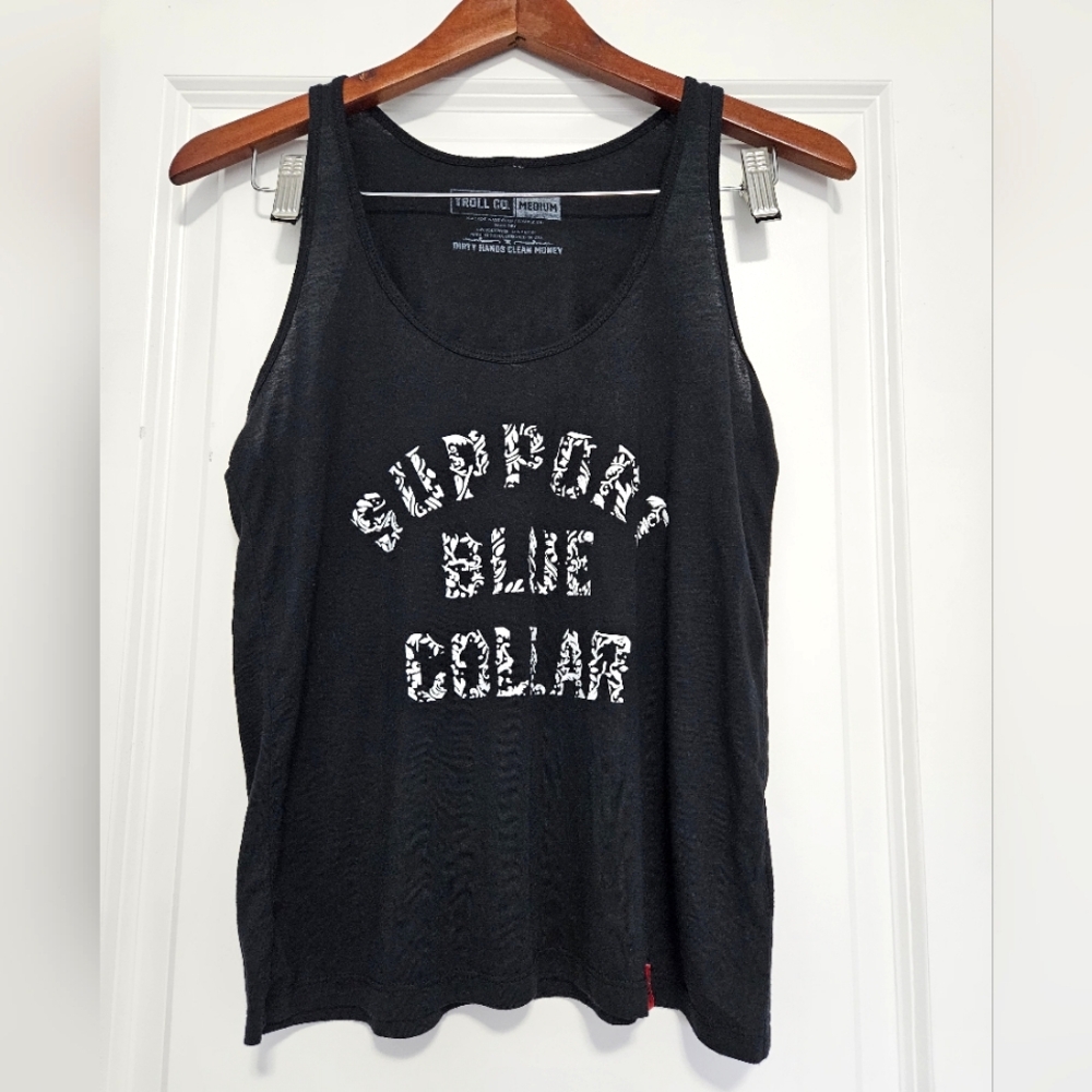 Troll Co. "Support Blue Collar" Tank Top - Size US M